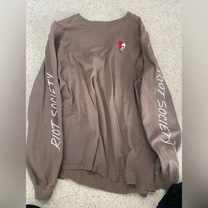 Riot Society Long Sleeve Grey with Heart Skull Embroidery Like New Worn Little